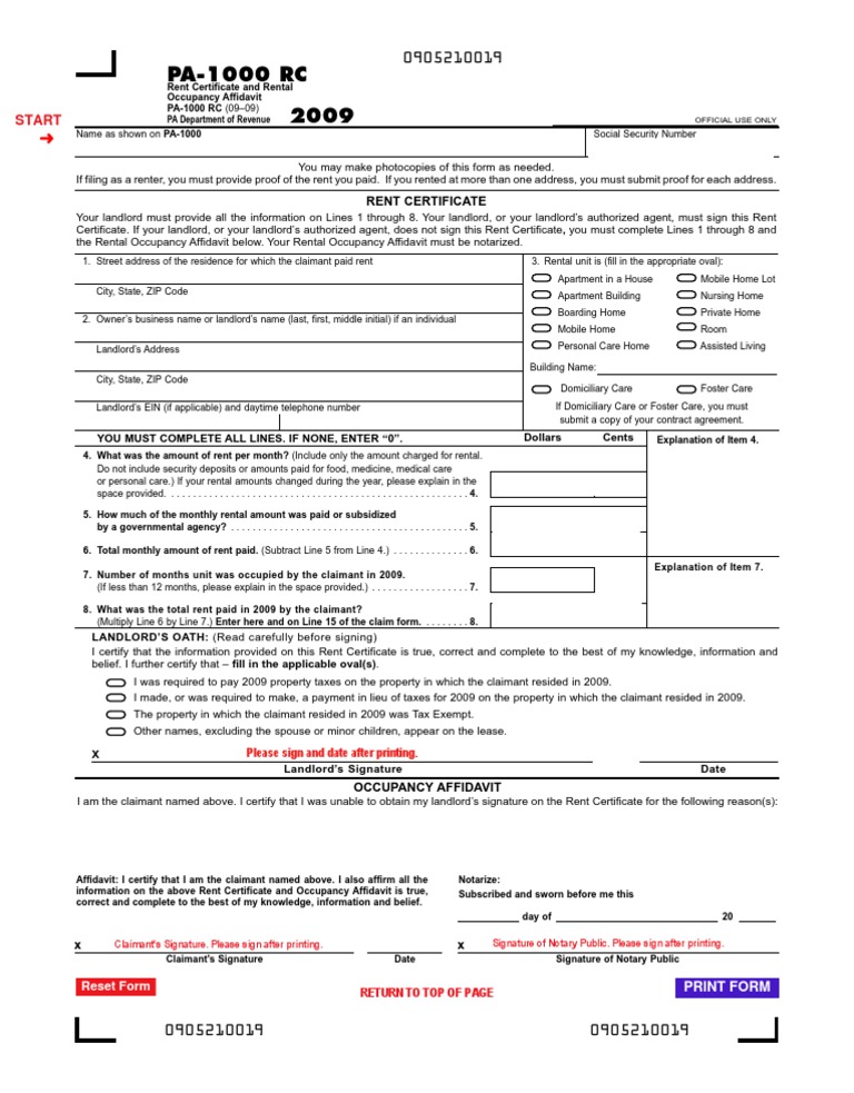 2009 Pa-1000rc | PDF | Renting | Landlord
