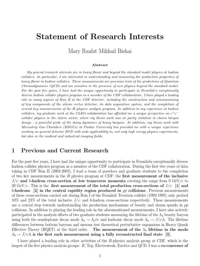 how to write research interest example