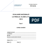 En IV 2015 Limba Romana Test 1