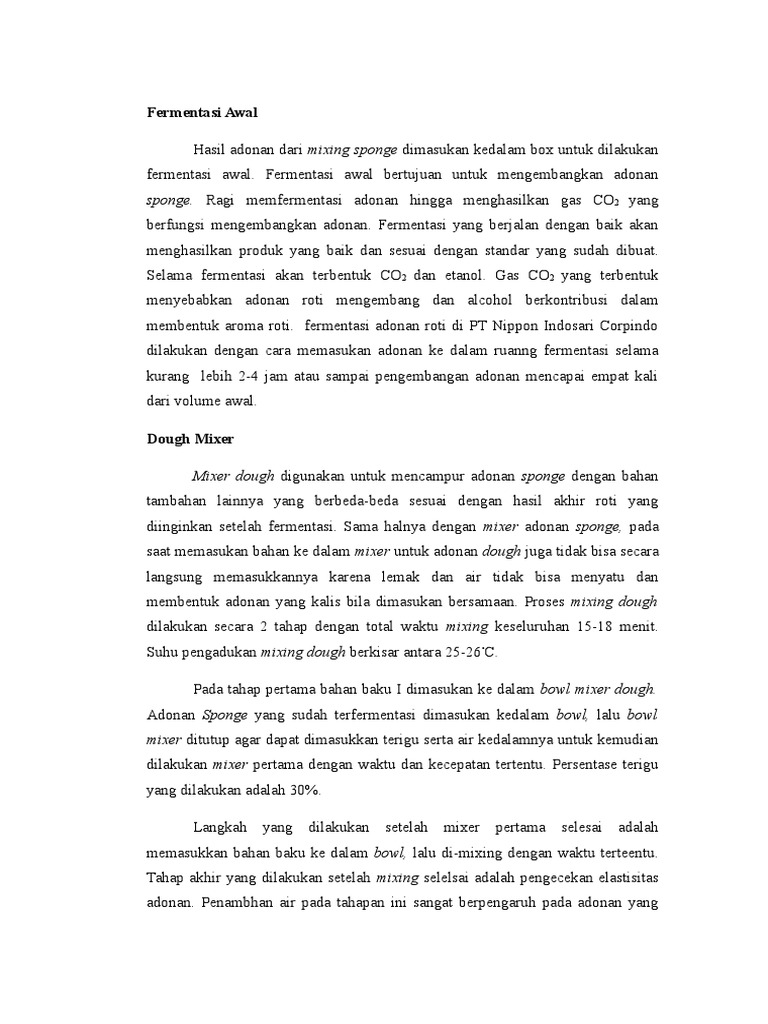 Proses Fermentasi Adonan Roti | PDF
