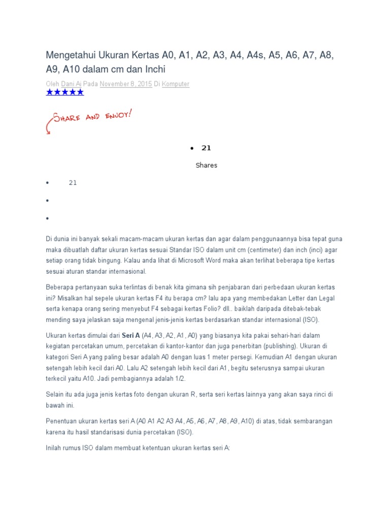 Mengetahui Ukuran Kertas A0 Pdf