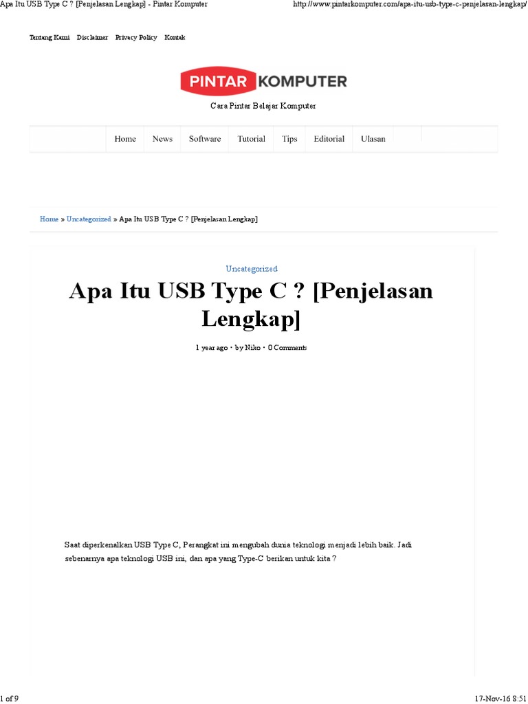 Penjelasan Lengkap USB Type C | PDF | Komputer | Teknologi & Rekayasa