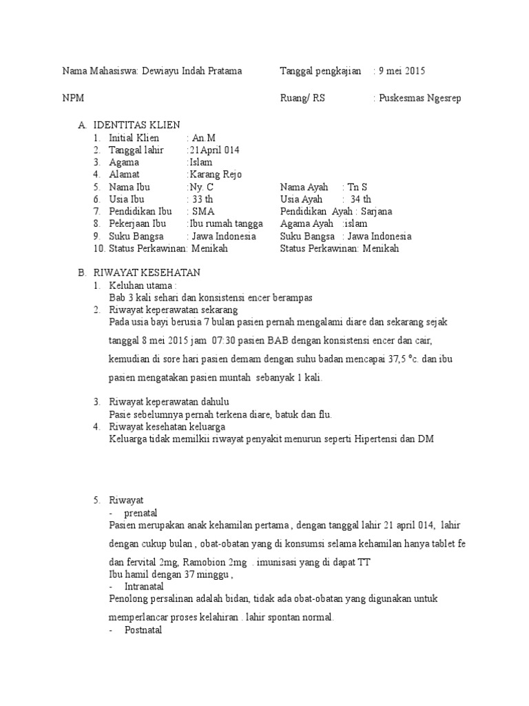 Askep Diare Puskesmas | PDF | Kesehatan Holistik
