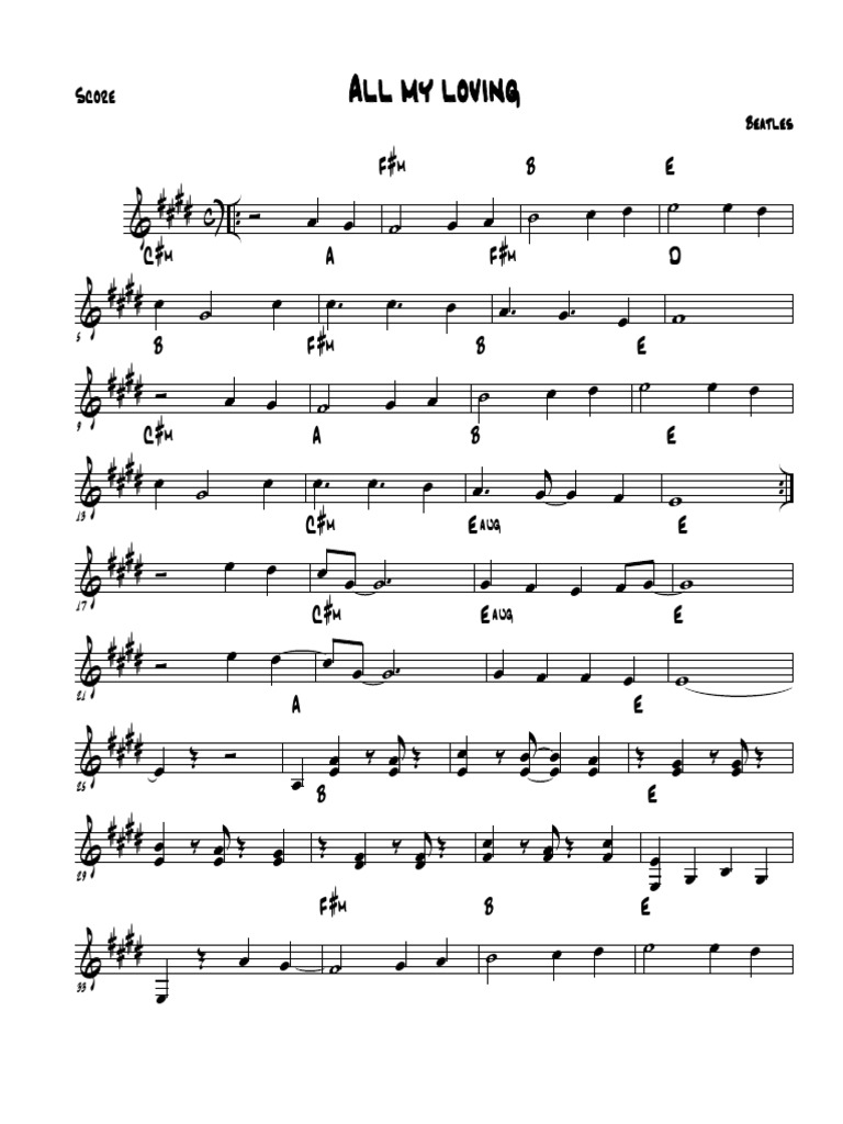 All My Loving Lead Sheet