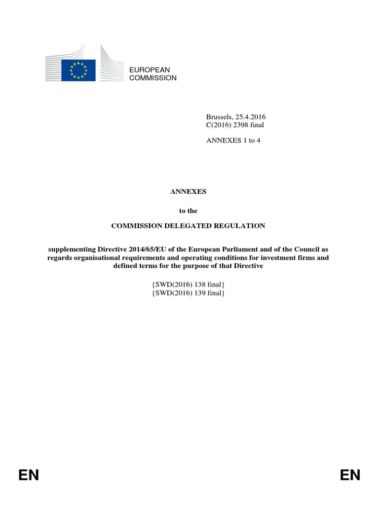 Delegated Regulation Annex en | PDF | European Union | Directive ...