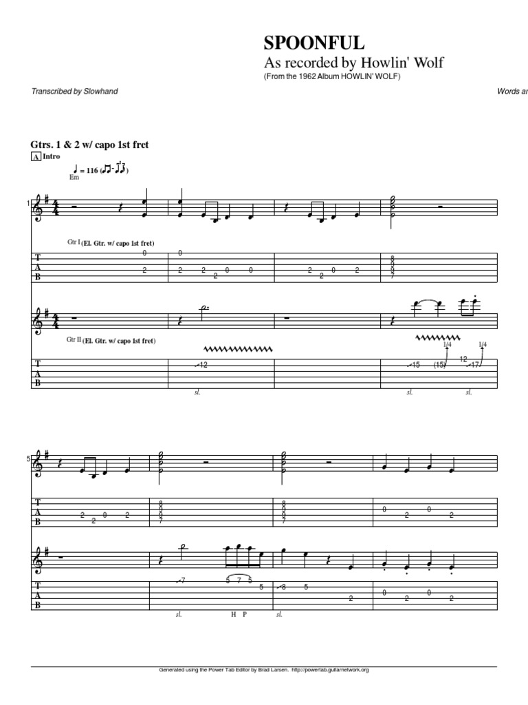 Spoonful As Recorded By Howlin Wolf Pdf British Rock Music