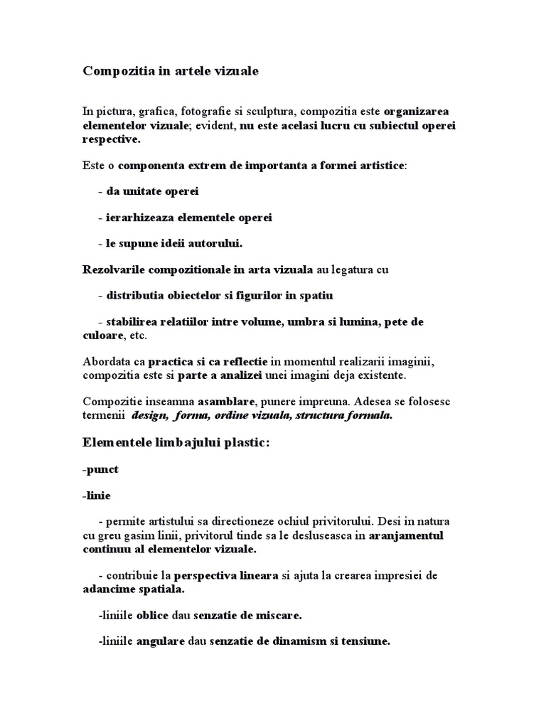 Compozitia in Arte Vizuale - New | PDF