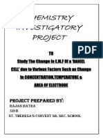 125341083 Chemistry Investigatory Project to Study the Change in E M F of a DANIEL CELL Due to Various Factors Such as Change in CONCENTRATION TEMPERATURE