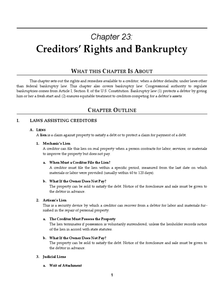 Creditors' Payment Rights in Bankruptcy | PDF | Liability (Financial ...