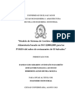 Modelo de Sistema de Gestión de Inocuidad Alimentaria Basado en ISO 22000-2005 Para Las PYMES Del Rubro de Restaurantes de El Salvador
