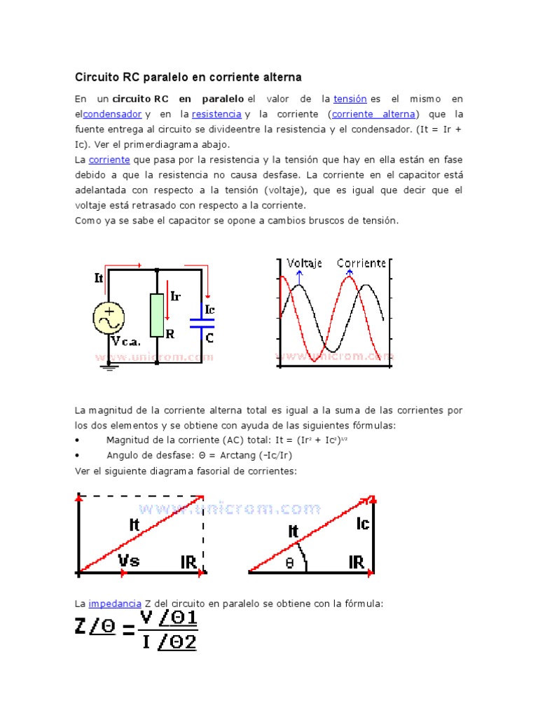 Circuito RC Paralelo en Corriente Alterna | PDF | Condensador ...