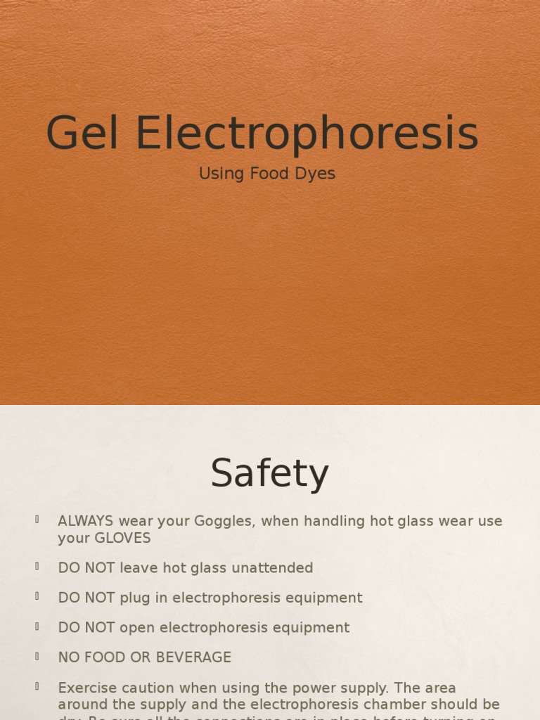 Electrophoresis Food Dye PDF Agarose Gel Electrophoresis Gel
