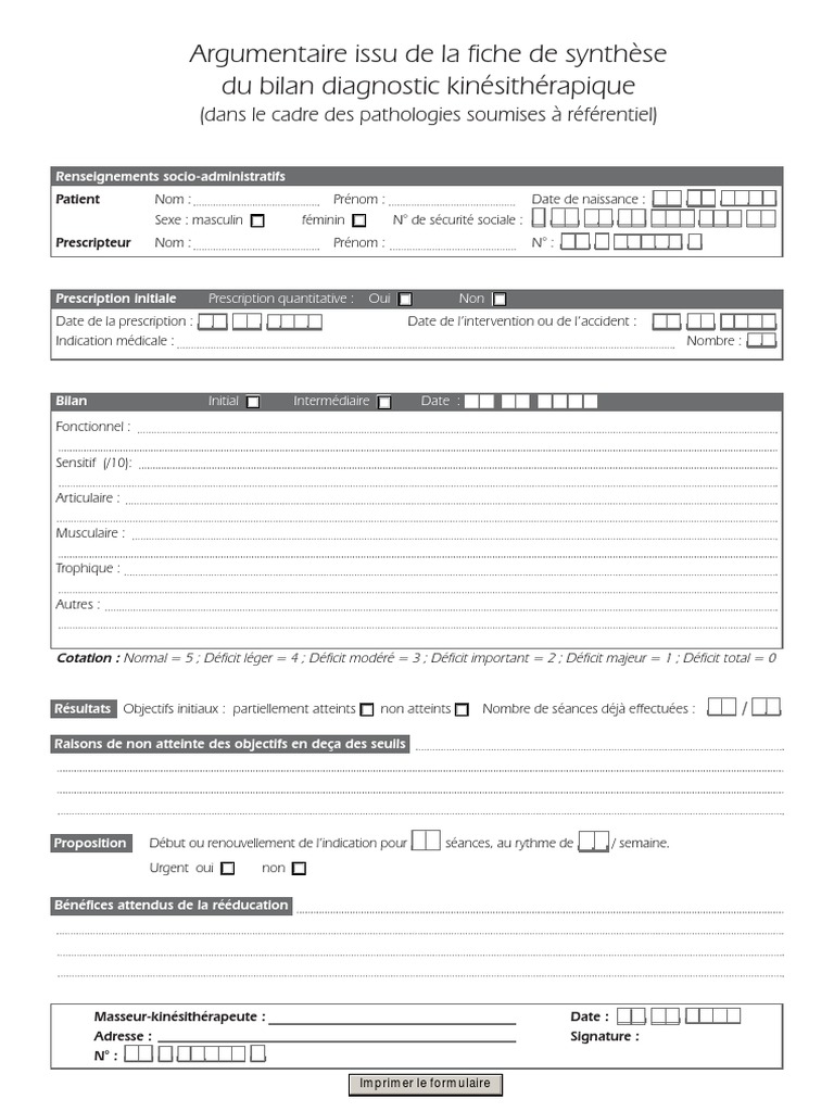 Bilan Diagnostic Kine  PDF