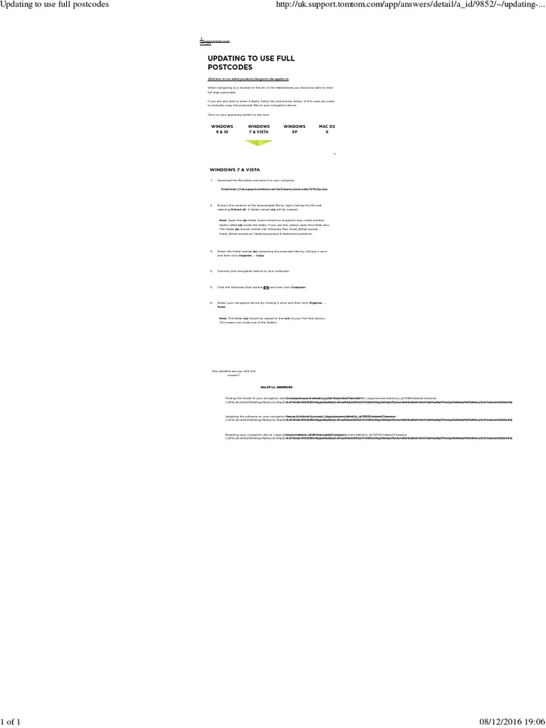 Updating To Use Full Postcodes | PDF | Windows Vista | Microsoft Windows