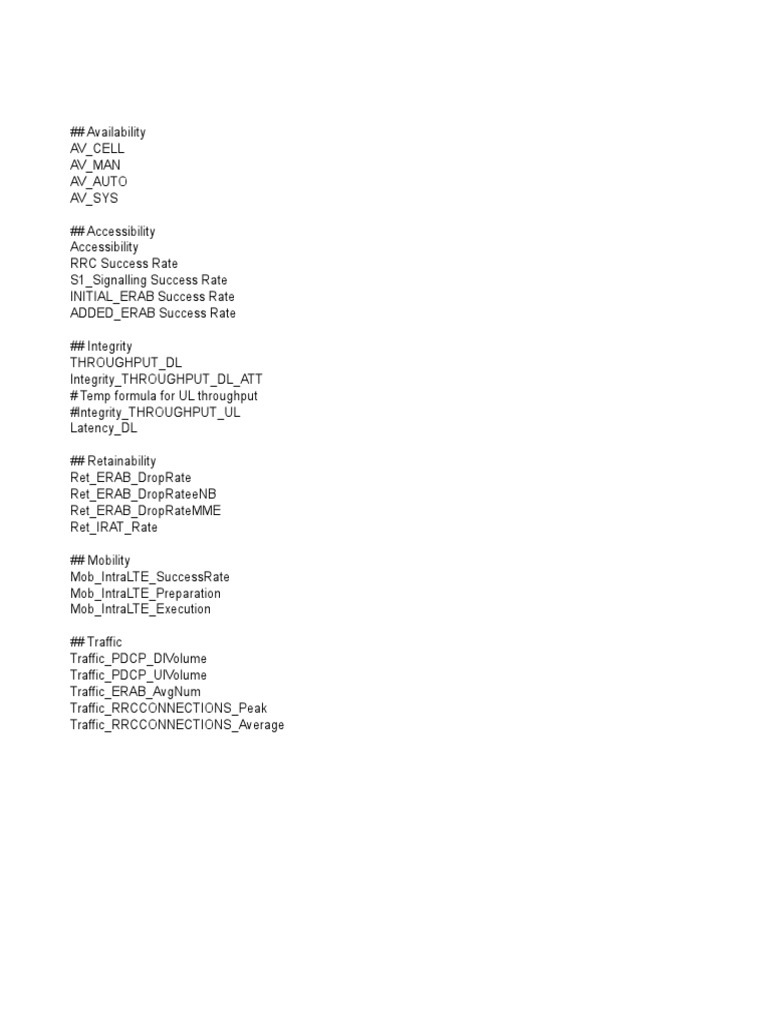 LTE KPI Parameters and Metrics Overview | PDF | Computers