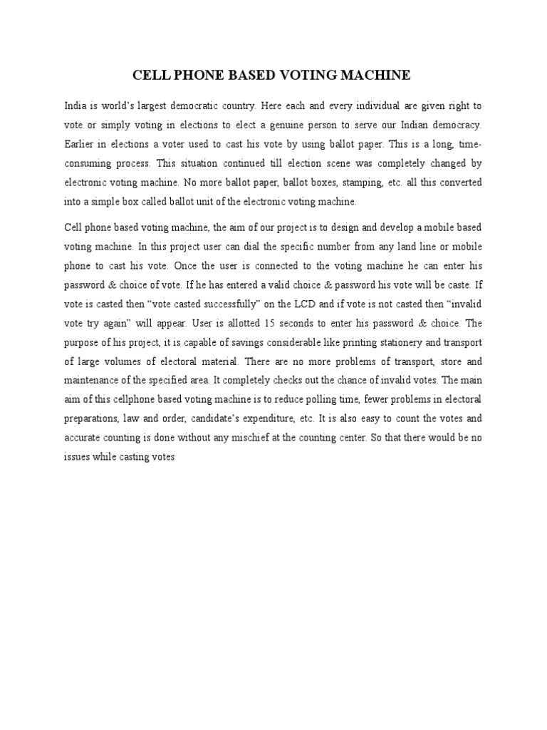 Cell Phone Based Voting Machine | PDF | Finance & Money Management ...