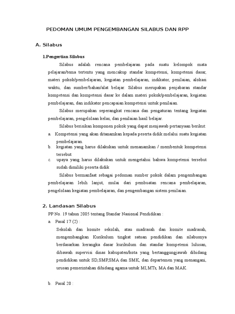 Silabus Dan RPP (Pedoman Umum) | PDF | Bisnis
