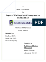 Gp-Impact of Working Capital Management On Profitability of Gokul (GRSL)