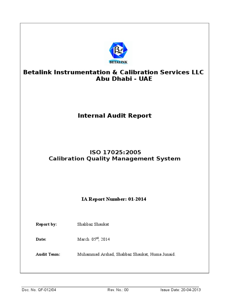 BICS ISO 17025 Internal Audit Report | PDF | Finance & Money Management