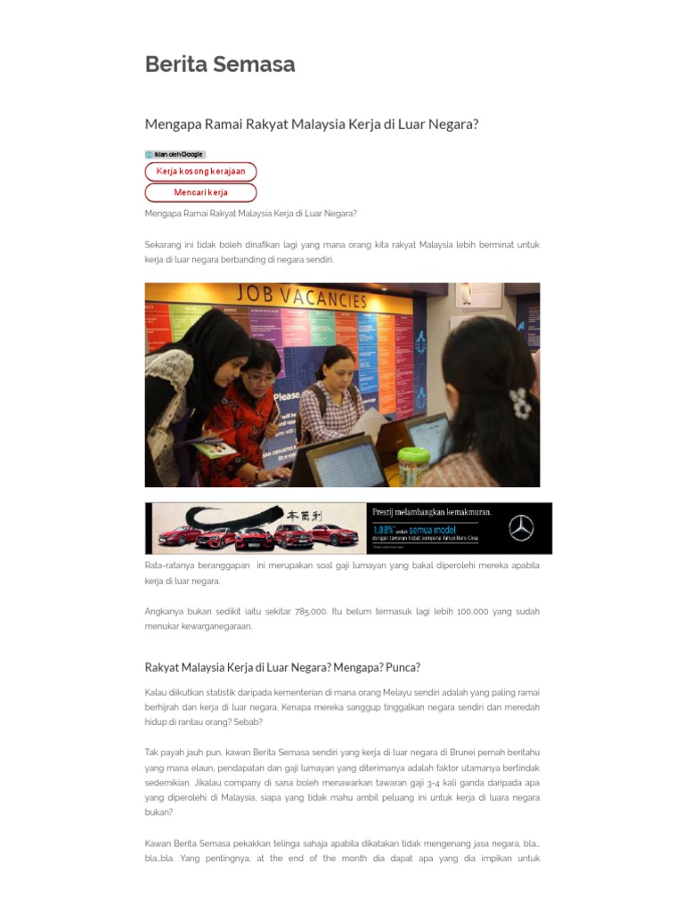 Kerja Di Luar Negara Mengapa Ramai Rakyat Malaysia Pdf
