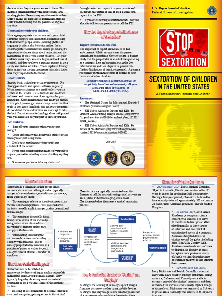 Stop Sextortion Brochure Extortion Federal Bureau Of Investigation