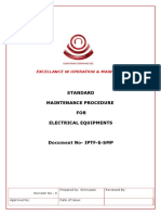 Standard Maintenance Procedure FOR Electrical Equipments: Excellance in Operation & Maintenance