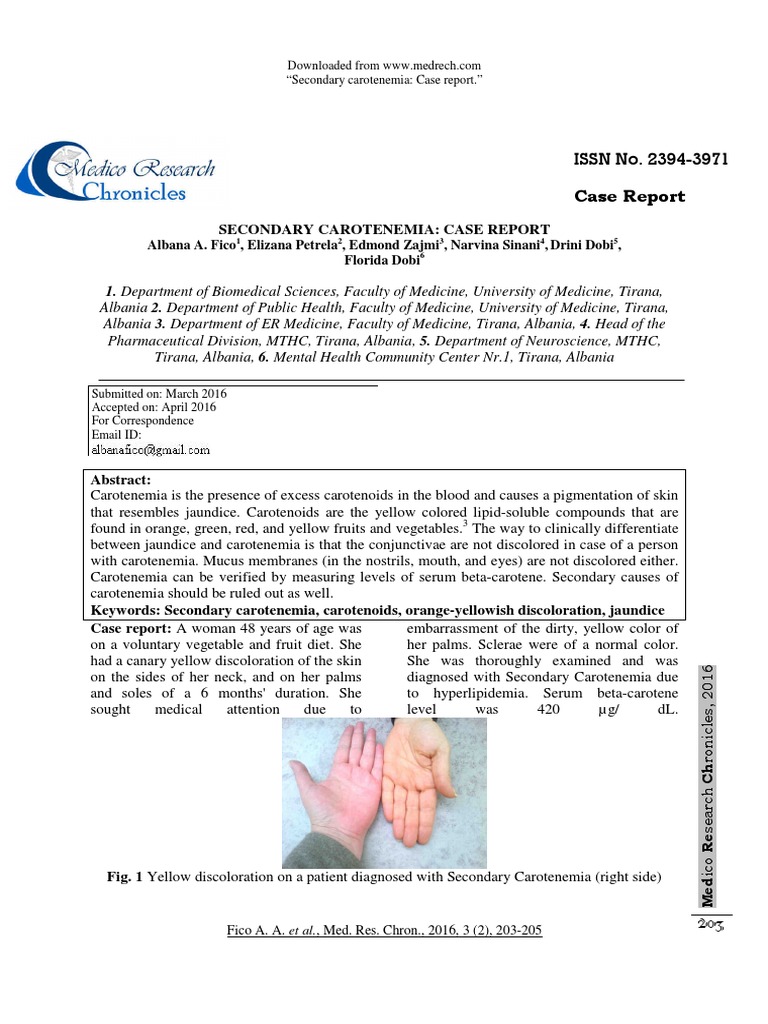 Secondary Carotenemia Medical Specialties Diseases And Disorders
