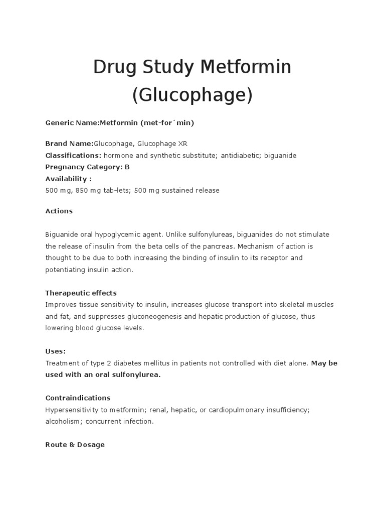 Generic Glucophage (metformin)