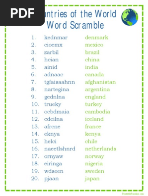 Jumbling Words With Answers