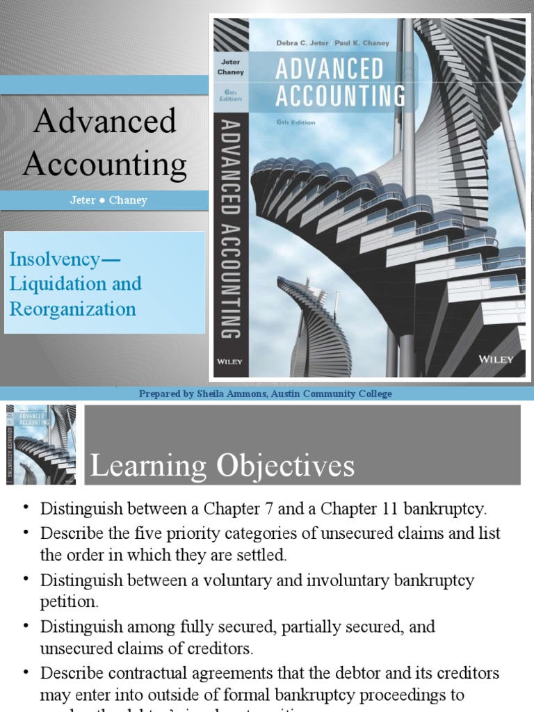 Advance Accounting Chapter 10 Chapter 11 Bankruptcy
