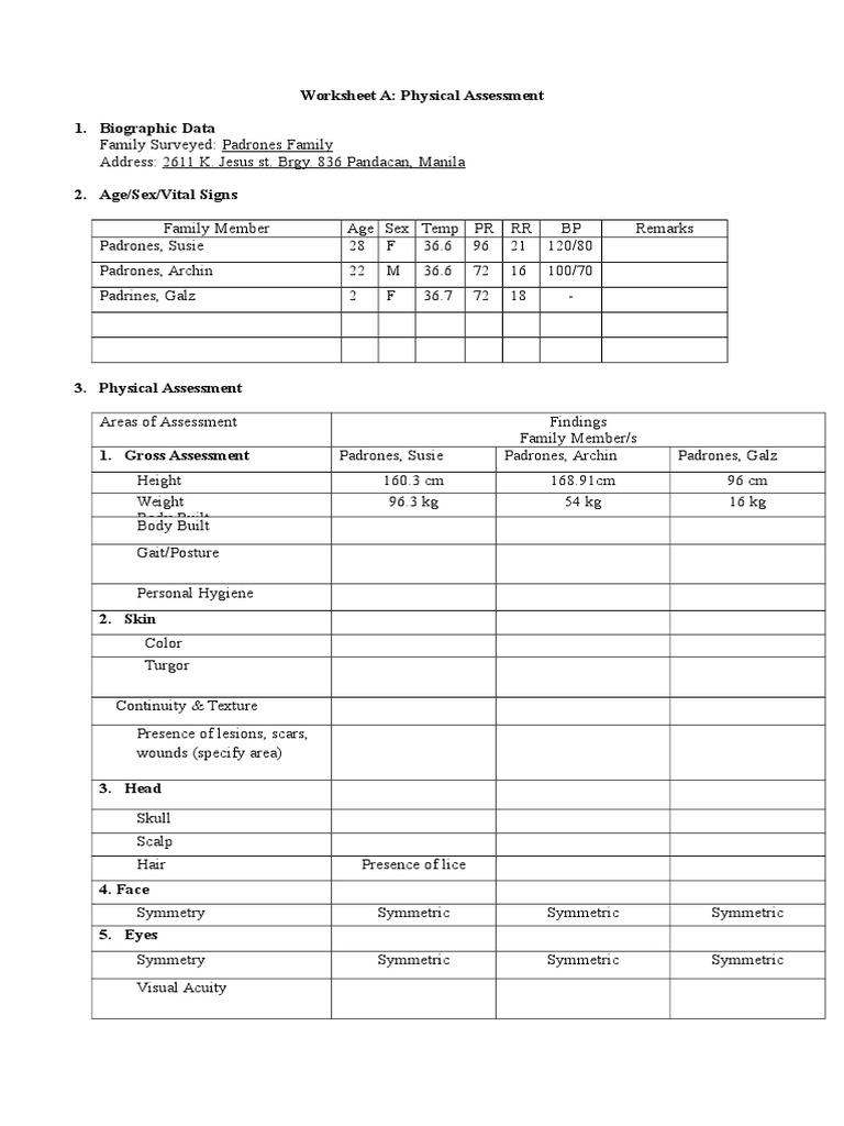Padrones Family Physical Assessment Report | PDF