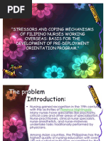 Download STRESSORS AND COPING MECHANISMS OF FILIPINO NURSES WORKING OVERSEAS BASIS FOR THE DEVELOPMENT OF PRE-DEPLOYMENT ORIENTATION PROGRAM   by Angel SN33722693 doc pdf
