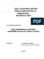 Victimologia Si Consecintele Criminalitatii in Raport de Victima Si Societate