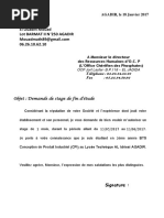 Exemple d'un demande manuscrite