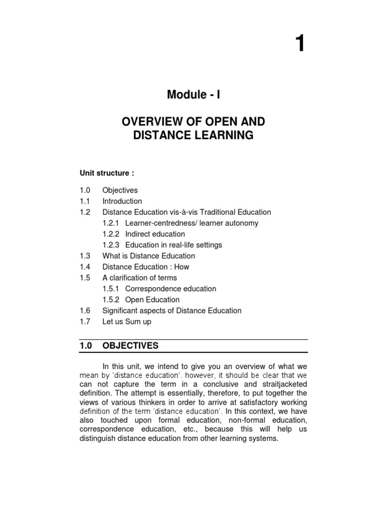 Overview of Distance Education Concepts | PDF | Distance Education ...