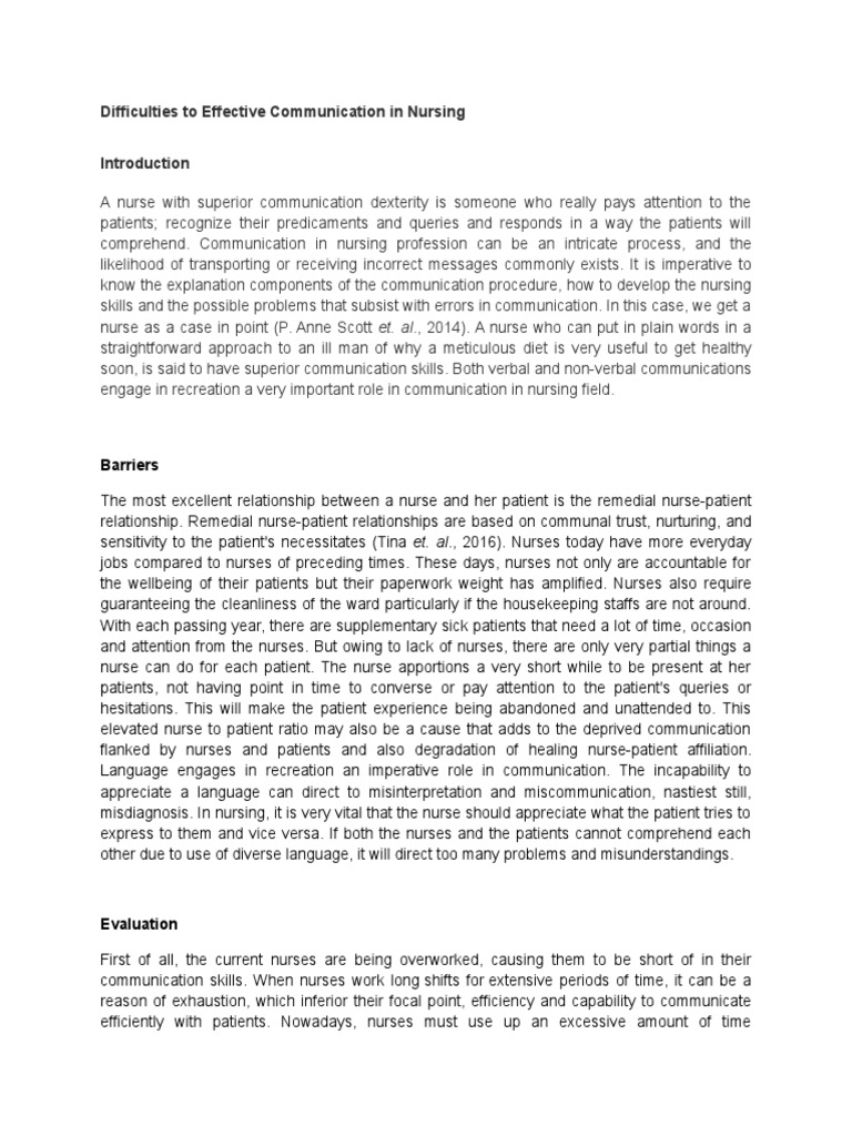 Barriers to Nursing Communication Skills | PDF | Nursing | Patient
