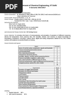 Department of Chemical Engineering, IIT Delhi: II Semester 2016-2017