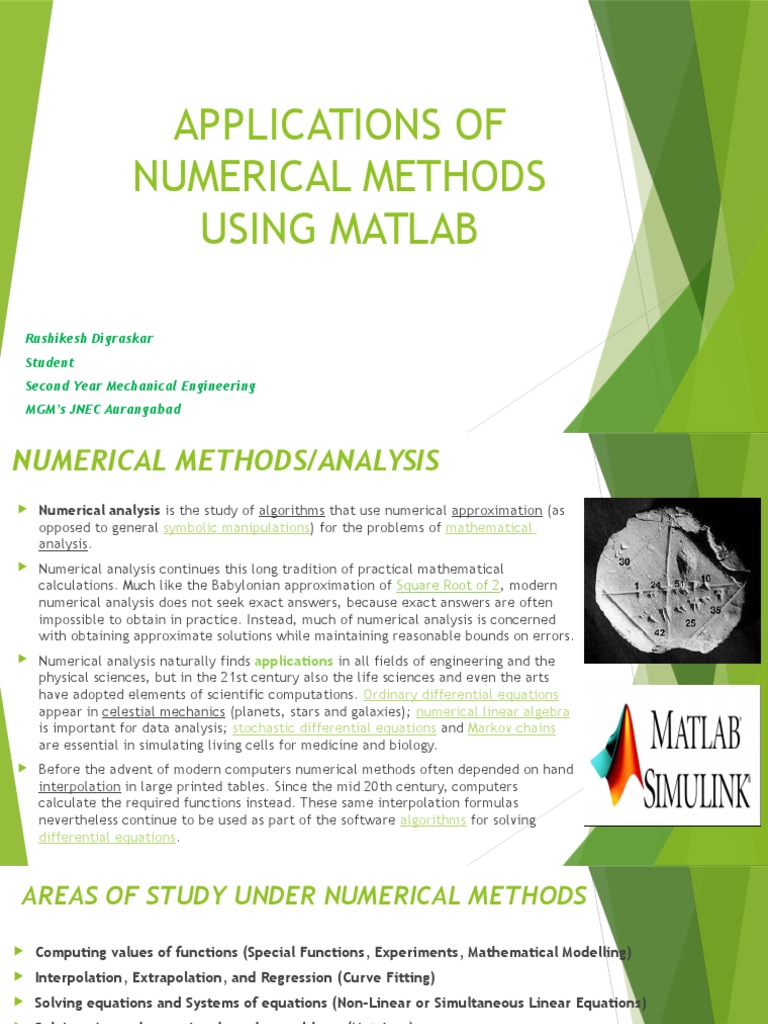 Applications Of Numerical Methods