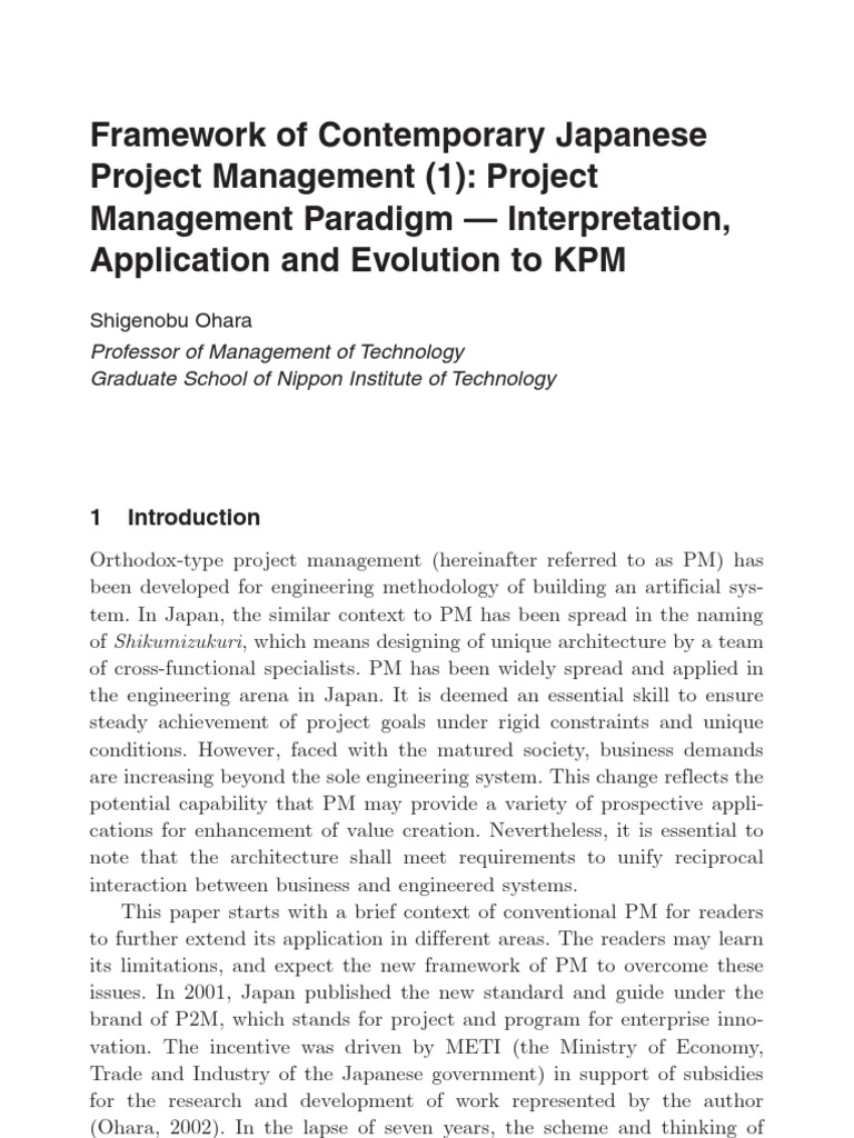 Framework of Japanese Project Management PDF Project Management