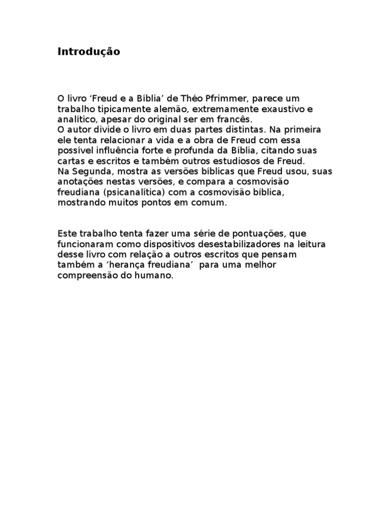 Freud e A Bíblia PDF Sigmund Freud Psicanálise