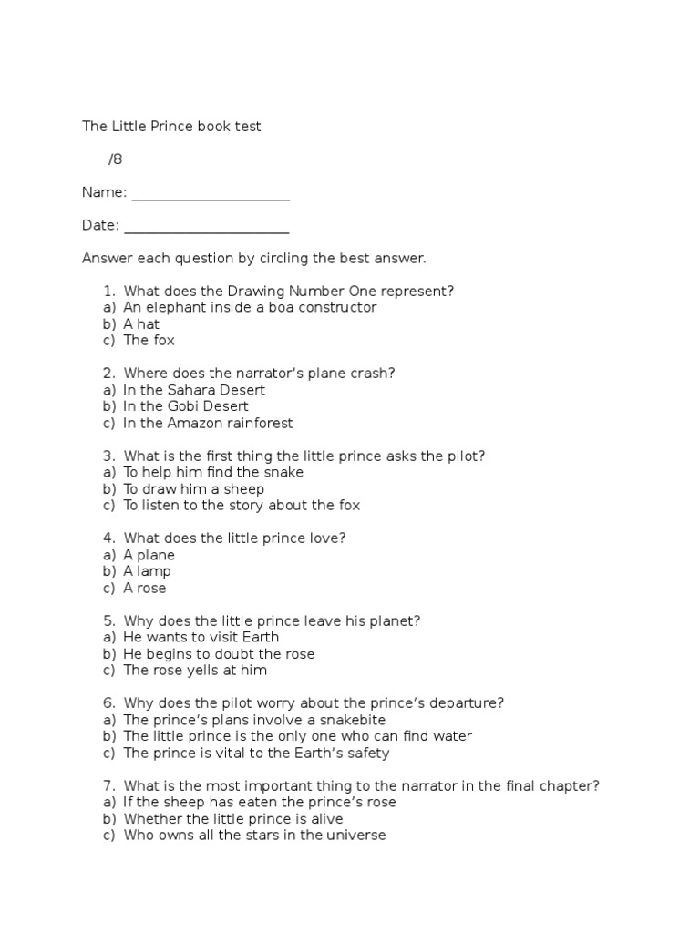 Book reports the little prince image