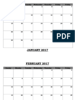 2017 Calendar with January, February, March