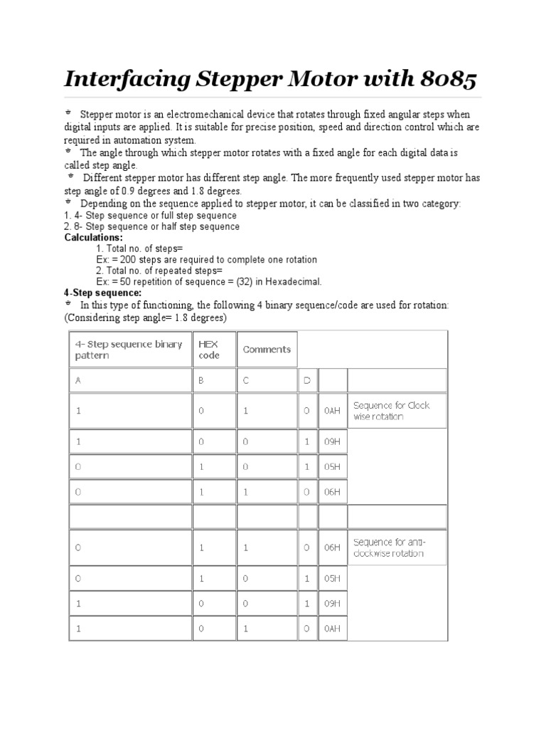 Stepper Motor Interfacing with 8085 | PDF | Teaching Methods ...