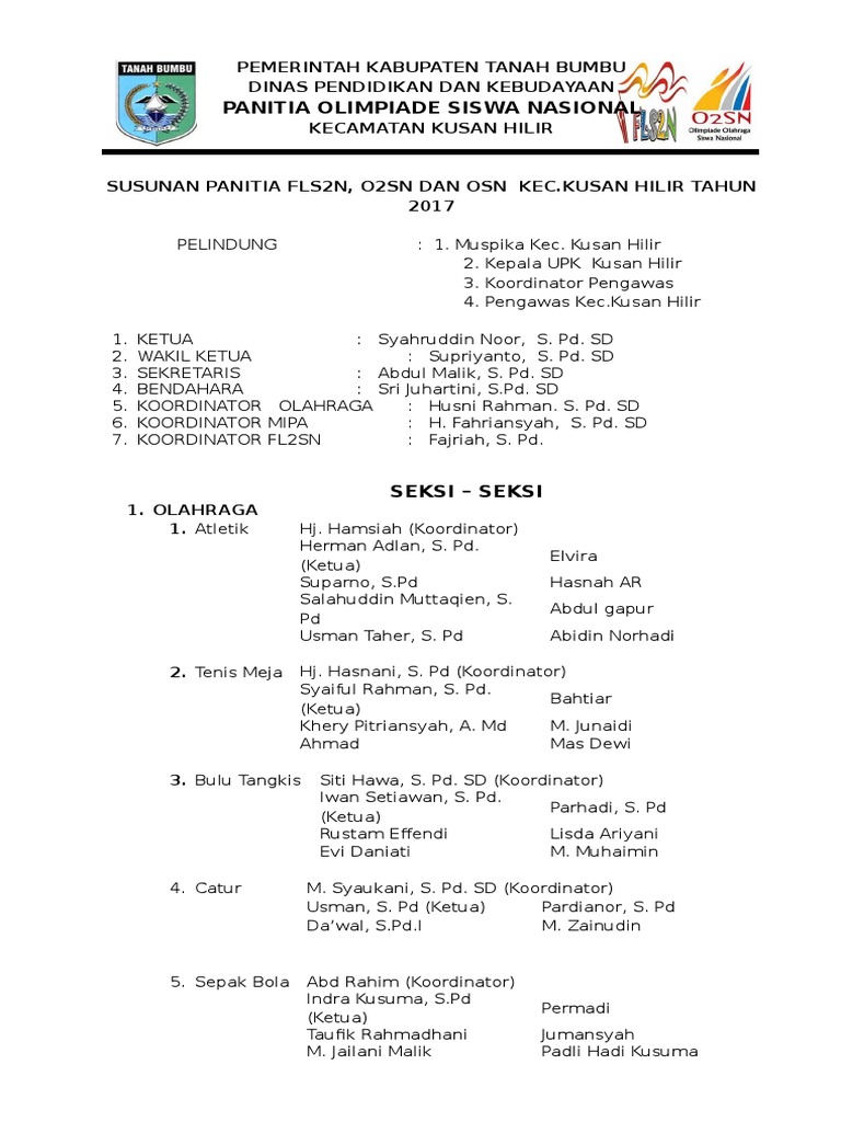 Susunan Panitia FLS2N dan O2SN 2017 | PDF | Perjalanan | Seni