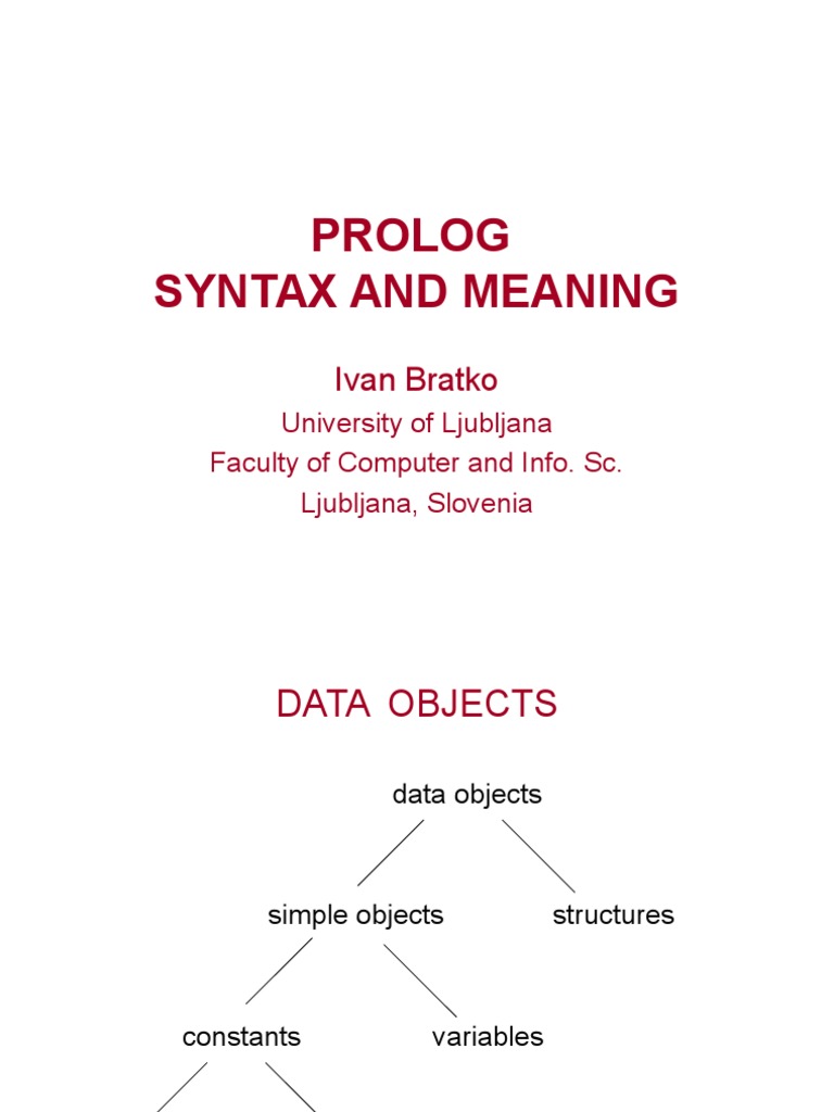 Prolog Syntax And Meaning Ivan Bratko Computer Programming