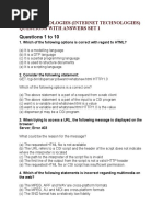 Questions 1 To 10: Web Technologies (Internet Technologies) Questions With Answers Set 1