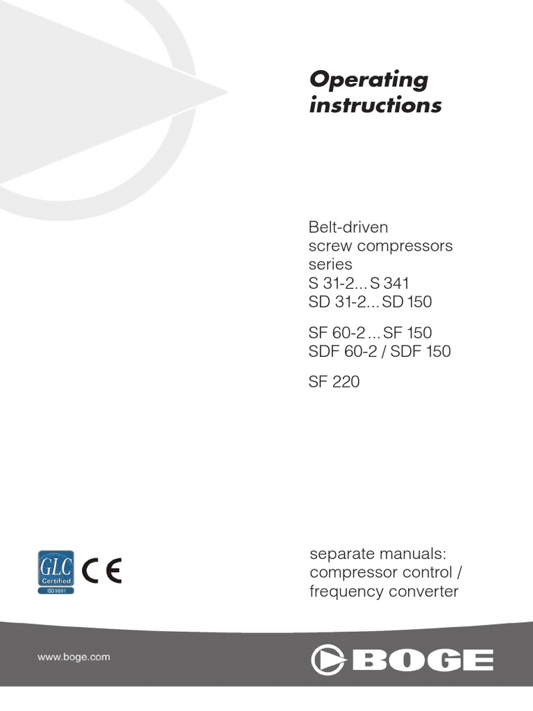BOGE Screw Compressor Operating Manual | PDF | Gas Compressor | Valve