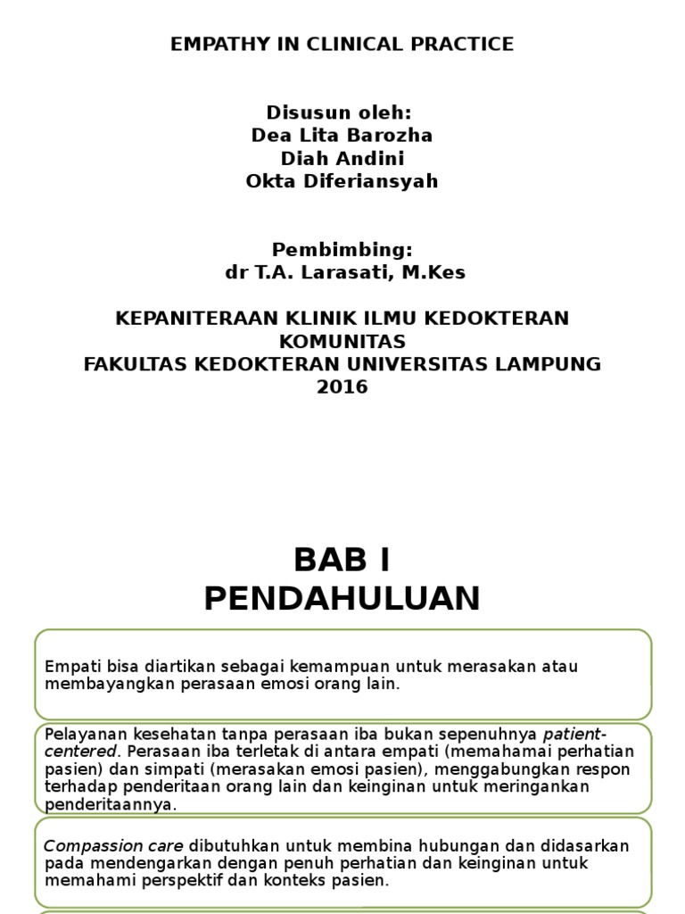 Empati Dalam Praktik Klinik Pdf Karier Perkembangan