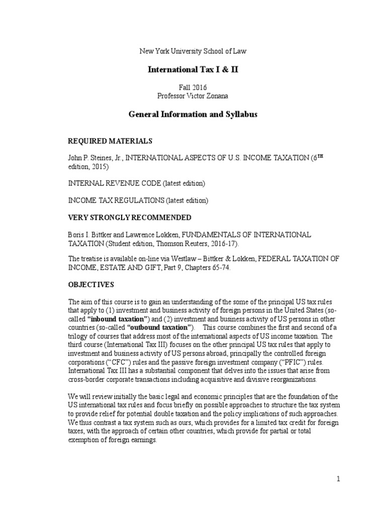 International Tax Course Overview | PDF | International Taxation ...