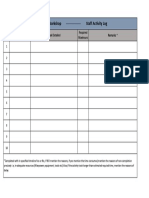 Mechanical Workshop - Staff Activity Log